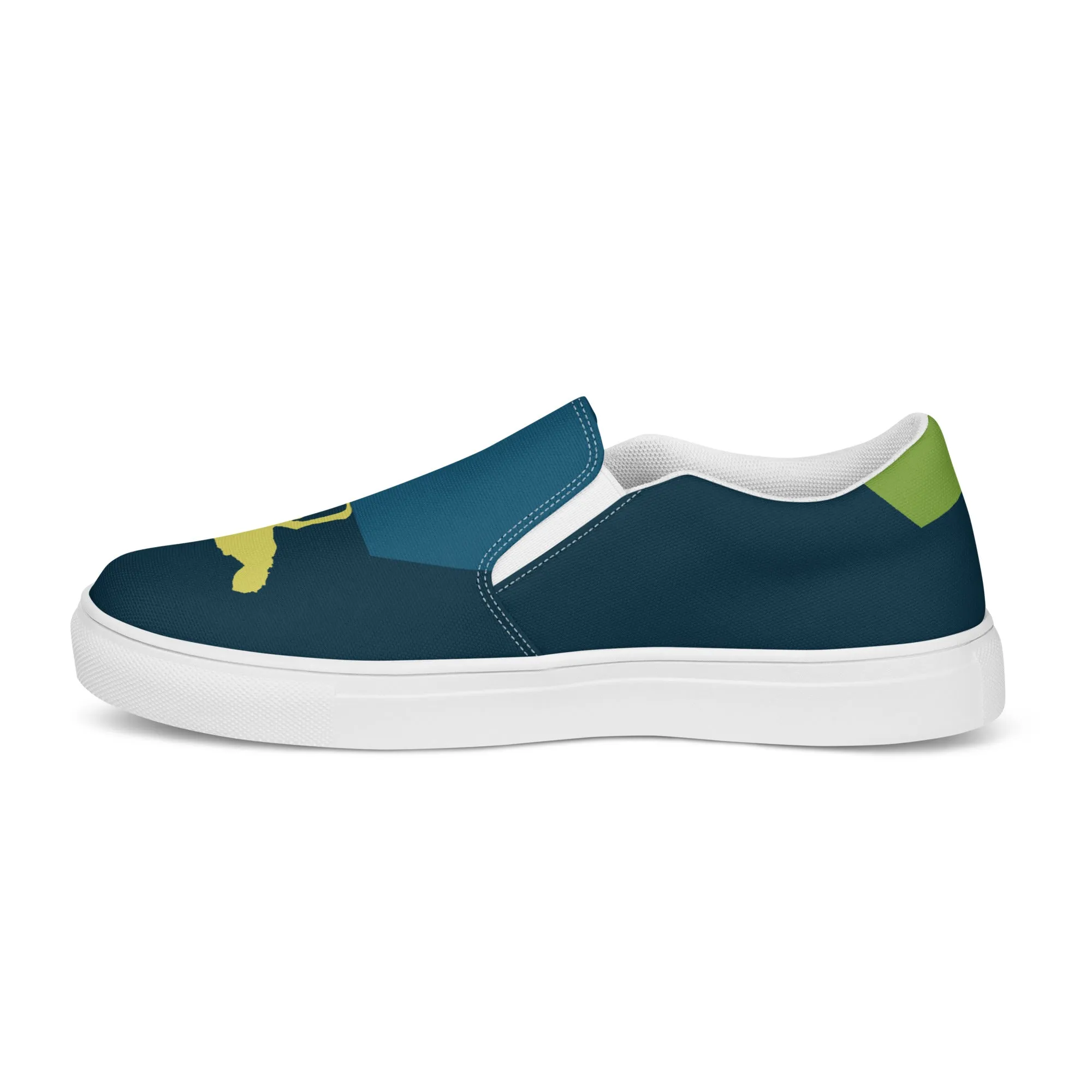 BE YOURSELF Men’s Slip-On Canvas Shoes (Lime Green, Blue)