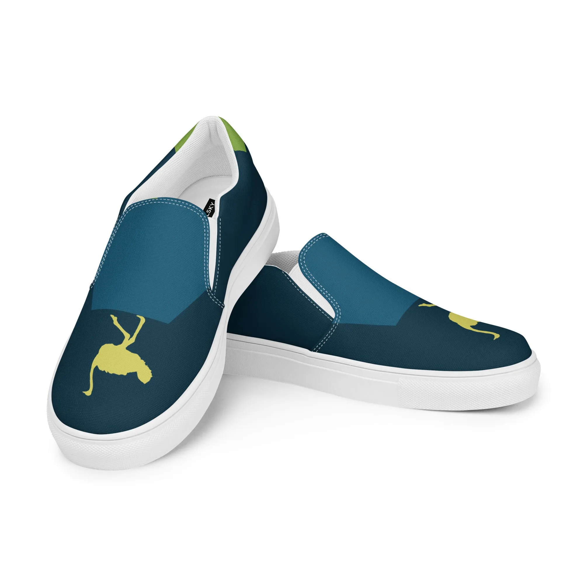 BE YOURSELF Men’s Slip-On Canvas Shoes (Lime Green, Blue)